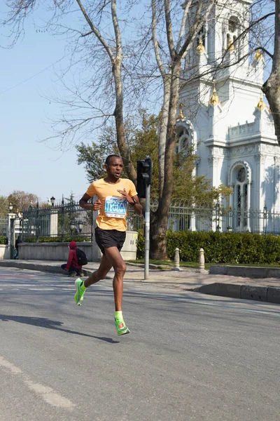 Istanbul Turkey November 2021 Athlete Running Istanbul Half Marathon Historic — стокове фото