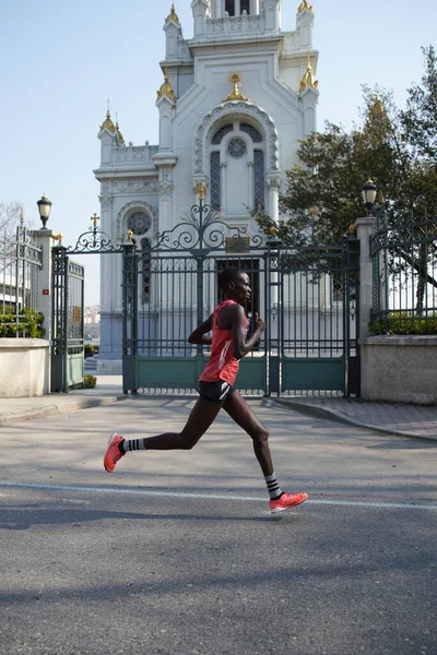 Istanbul Turkey November 2021 Athlete Running Istanbul Half Marathon Historic — стокове фото