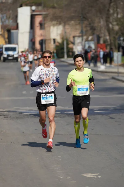 Istanbul Turkey November 2021 Athletes Running Istanbul Half Marathon Historic — стокове фото