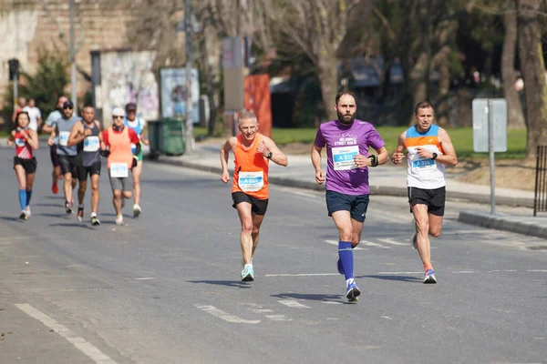 Istanbul Turkey November 2021 Athletes Running Istanbul Half Marathon Historic — стокове фото