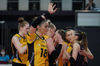 ISTANBUL, TURKEY - MARCH 31, 2022: Zehra Gunes in Vakifbank vs Fenerbahce Opet CEV Champions League Volley Semi Final match in Vakifbank Sport Hall