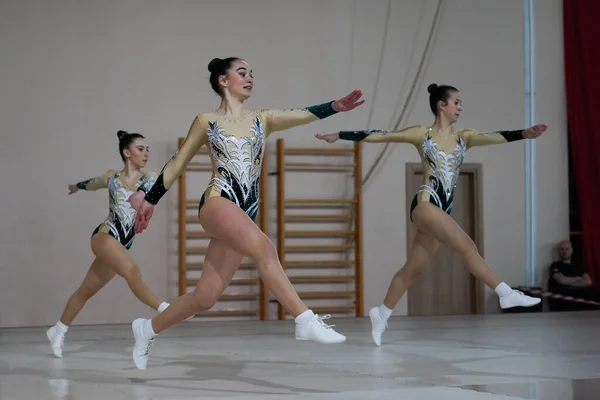 Istanbul Turkey April 2022 Undefined Athletse Perform Aerobic Gymnastics Turkish — Fotografia de Stock