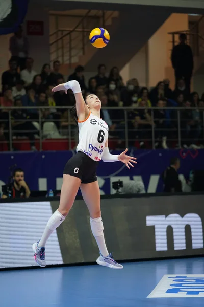 Istanbul Turkey April 2022 Saliha Sahin Serves Fenerbahce Opet Eczacibasi — Stok fotoğraf