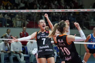 ISTANBUL, TURKEY - APRIL 30, 2022: Hande Baladin in Turk Hava Yollari vs Eczacibasi Dynavit Turkish Sultans League Playoff 3-4 match in Burhan Felek Sport Hall