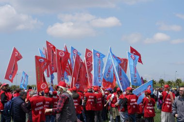 ISTANBUL, TURKEY - MAY 01, 2022: People gathered in Maltepe during International Workers Day