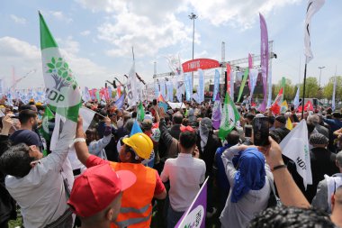 ISTANBUL, TURKEY - MAY 01, 2022: People gathered in Maltepe during International Workers Day
