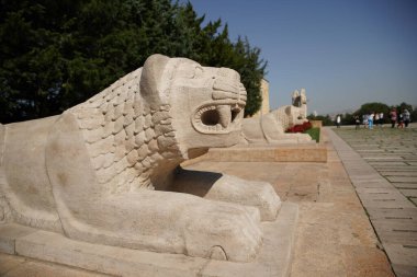 Lion sculpture located at the Road of Lions in Anitkabir, Ankara City, Turkiye