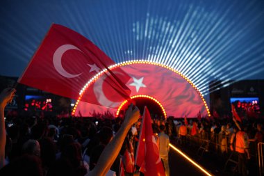 ISTANBUL, TURKEY - MAY 29, 2022: Stage in celebrations of anniversary of Istanbuls conquest