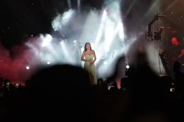 ISTANBUL, TURKEY - JUNE 01, 2022: Turkish singer Melek Mosso concert during Beyoglu Culture Road Festival