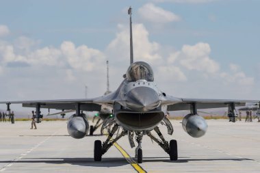 KONYA, TURKIYE - JUNE 30, 2022: Turkish Air Force General Dynamics F-16C Fighting Falcon (4R-71) taxiing in Konya Airport during Anatolian Eagle Air Force Exercise
