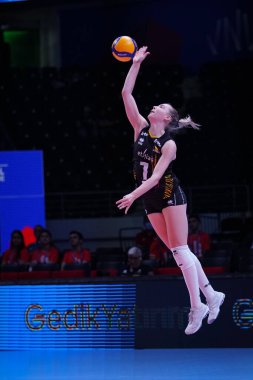 ANKARA, TURKIYE - Haziran 04, 2022: Van Gestel Celine, Ankara Arena 'da oynanan Tayland-Belçika VNL Havuz Maçı' nda görev yapıyor