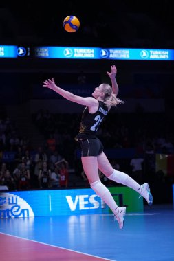 ANKARA, TURKIYE - Haziran 04, 2022: Stragier Manon, Ankara Arena 'da oynanan Tayland-Belçika VNL Havuz Maçı' nda görev yapıyor