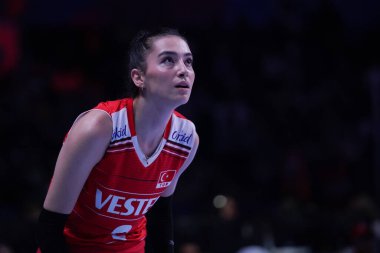 ANKARA, TURKIYE - HAZİRAN 05, 2022: Türkiye 'de Şahin Saliha - Ankara Arena' da Belçika VNL Havuz Maçı