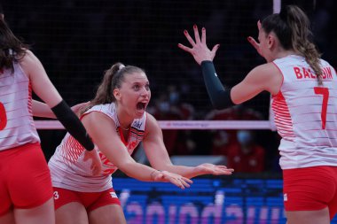 ANKARA, TURKIYE - HAZİRAN 03, 2022: Türkiye 'de Özbay Cansu Çin' e karşı Ankara Arena 'da oynanan VNL Havuz maçı