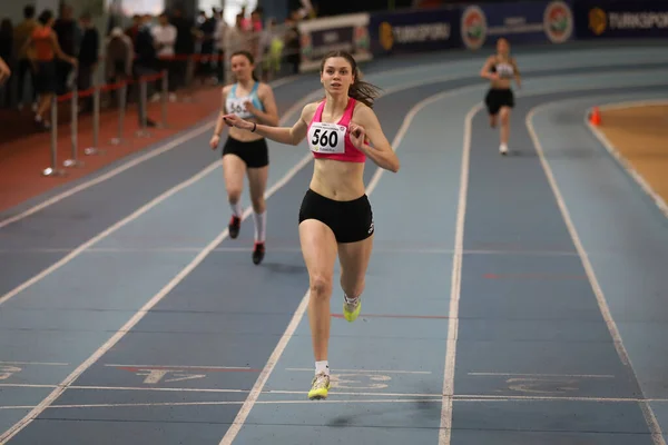 Istanbul Türkei Januar 2022 Athleten Laufen Bei Hallen Leichtathletik Rekordversuchen — Stockfoto