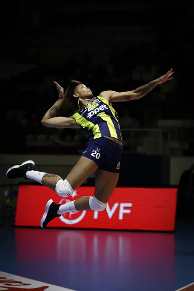 Istanbul Turkey Luty 2022 Melissa Vargas Serwuje Podczas Meczu Fenerbahce — Zdjęcie stockowe