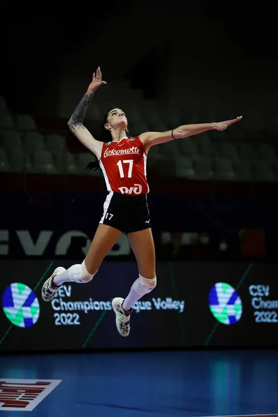 Istanbul Turkey February 2022 Malwina Smarzek Serves Prometey Lokomotiv Kaliningrad — Foto de Stock