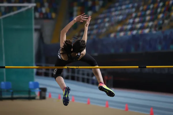 Istanbul Turkey February 2022 Undefined Athlete High Jumping Turkey Olympic — Fotografia de Stock