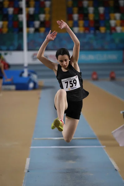 Istanbul Turkey February 2022 Undefined Athlete Triple Jumping Turkey Olympic — Fotografia de Stock