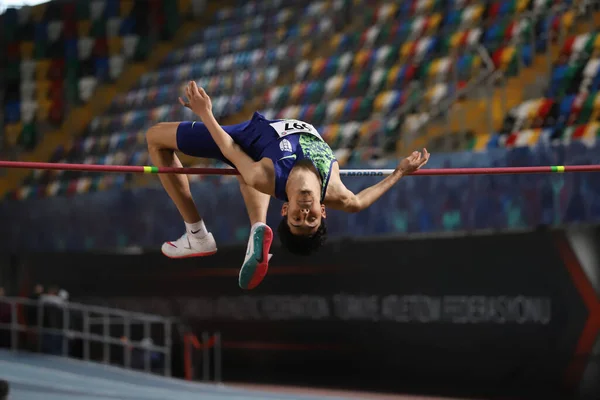 Istanbul Turkey February 2022 Undefined Athlete High Jumping Turkey Olympic — Fotografia de Stock