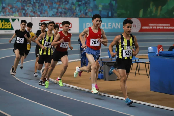 Istanbul Turkey February 2022 Athletes Running Turkey Olympic Preparation Center — Foto Stock