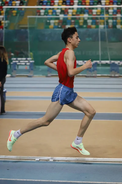 Istanbul Turkey February 2022 Undefined Athlete Running Turkey Olympic Preparation — Fotografia de Stock