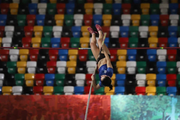 Istanbul Turkey February 2022 Undefined Athlete Pole Vaulting Turkey Olympic — Stock Photo, Image