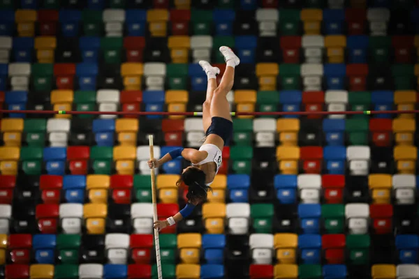 Istanbul Turkey February 2022 Undefined Athlete Pole Vaulting Turkey Olympic — Fotografia de Stock