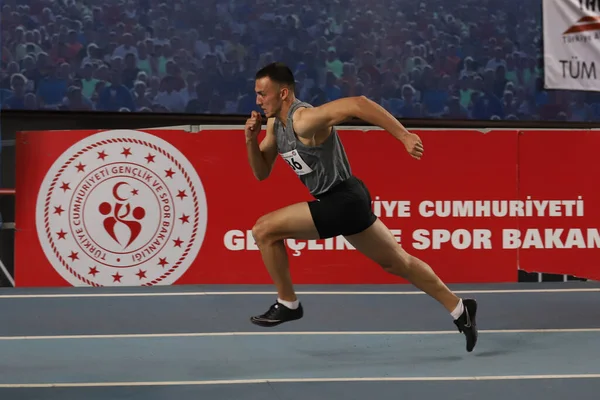 Istanbul Turkey February 2022 Undefined Athlete Running Turkish Indoor Athletics — 图库照片