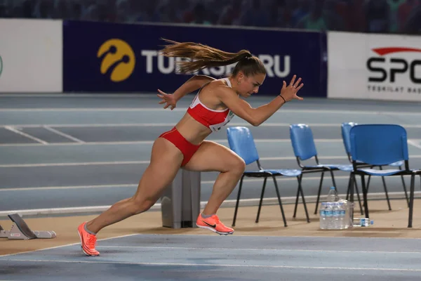 Istanbul Turkey March 2022 Undefined Athlete Running Metres Balkan Athletics — Stock Photo, Image