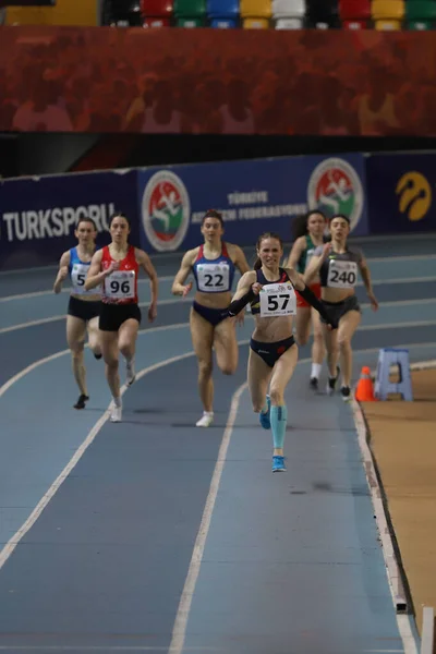 Istanbul Turkey March 2022 Athletes Running Balkan Athletics Indoor Championships — 图库照片