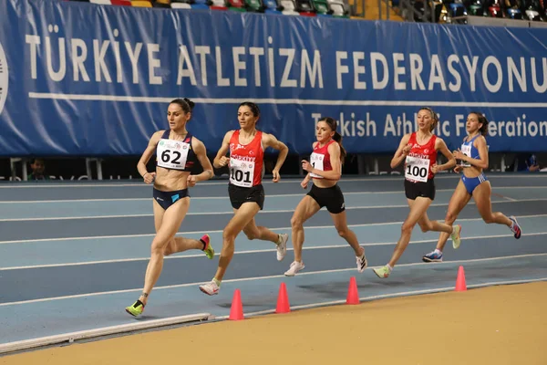 Istanbul Turkey March 2022 Athletes Running Balkan Athletics Indoor Championships — Fotografia de Stock