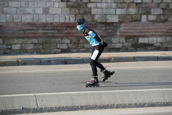 Istanbul Turkey March 2022 Skater Istanbul Half Marathon — Fotografia de Stock