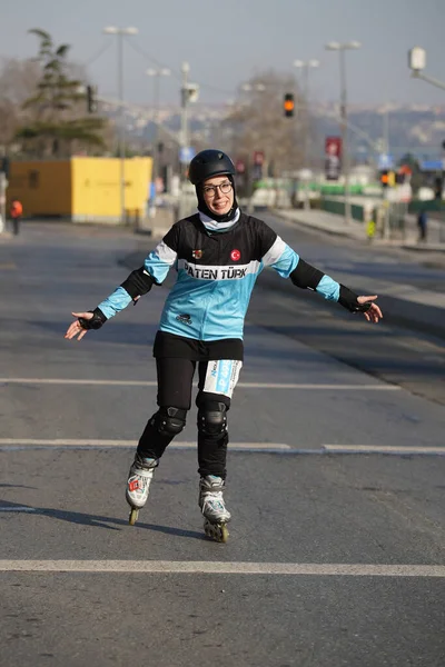 Istanbul Turkey March 2022 Skater Istanbul Half Marathon — 스톡 사진