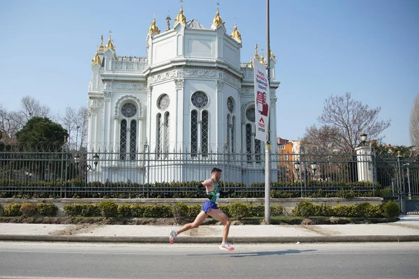 Istanbul Turkey November 2021 Athlete Running Istanbul Half Marathon Historic — Photo