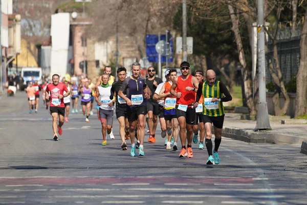 Istanbul Turkey November 2021 Athletes Running Istanbul Half Marathon Historic — Stock Fotó