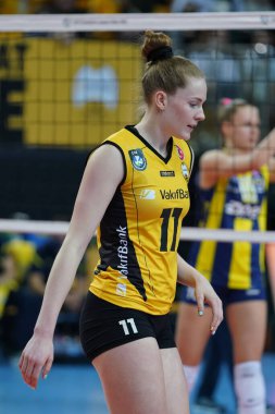 ISTANBUL, TURKEY - MARCH 31, 2022: Isabelle Haak in Vakifbank vs Fenerbahce Opet CEV Champions League Volley Semi Final match in Vakifbank Sport Hall