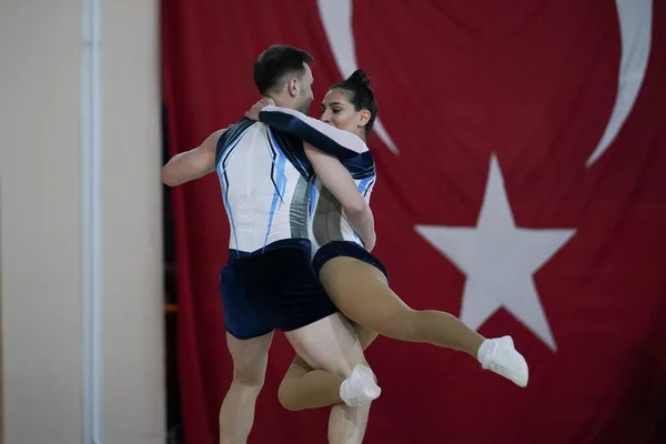 Istanbul Turkey April 2022 Undefined Athletes Perform Aerobic Gymnastics Turkish — 스톡 사진