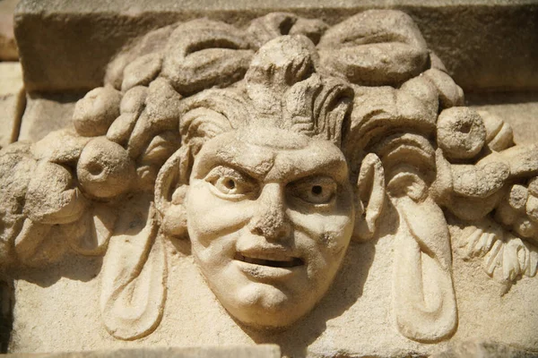 Ancient Mask Relief Aphrodisias Ancient City Geyre Aydin Turkiye — Stock fotografie