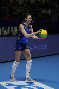 ISTANBUL, TURKEY - APRIL 06, 2022: Naz Aydemir Akyol, Fenerbahçe Opet vs Vakifbank CEV Şampiyonlar Ligi Volley Semi Şampiyonlar Ligi Finali 'nde Vakifbank Spor Salonu' nda oynamıştır.