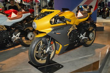 İSTANBUL, TURKEY - 23 Nisan 2022: MV Agusta Superveloce İstanbul 'daki Motobike Exhibition Center' da sergileniyor