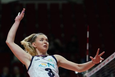 ISTANBUL, TURKEY - APRIL 02, 2022: Ilayda Ucak in Turk Hava Yollari vs PTT Turkish Sultans League match in Burhan Felek Sport Hall