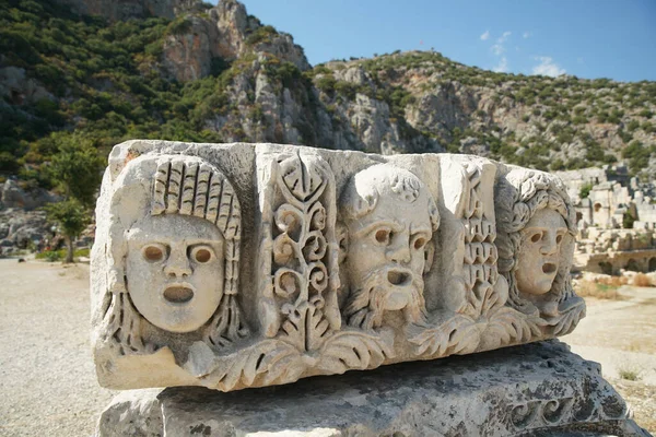 Stenansikten Den Antika Staden Myra Demre Antalya City Turkiet — Stockfoto