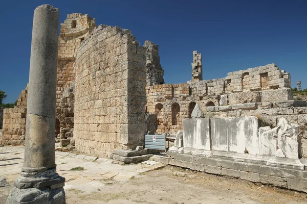 Portão Helenístico Perge Cidade Antiga Antalya City Turkiye — Fotografia de Stock