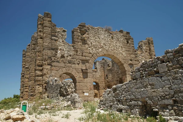 Bazilika Aspendos Starověkého Města Antalya City Turkiye — Stock fotografie