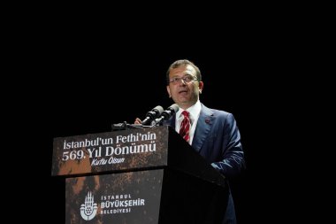 ISTANBUL, TURKEY - MAY 29, 2022: Istanbul Mayor Ekrem Imamoglu in celebrations of anniversary of Istanbuls conquest