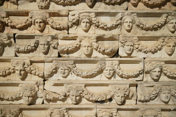 Ancient Mask Reliefs Aphrodisias Ancient City Geyre Aydin Turkiye — Stock Photo, Image