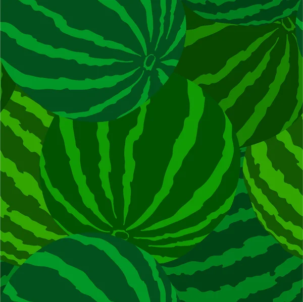 Векторный бесшовный рисунок с зелеными полосатыми арбузами. Красочный ручной рисунок на фоне. — стоковый вектор