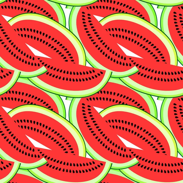 Karpuz dilimli vektörsüz desen. Renkli el çizimi tekrarlanabilir arka plan. Tohumlu yaz meyveleri.