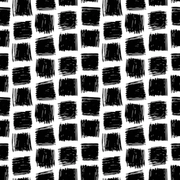 Patrón sin costura vectorial. Textura repetible con pequeños trazos cuadrados dibujados a mano. Fondo artístico monocromo. — Vector de stock